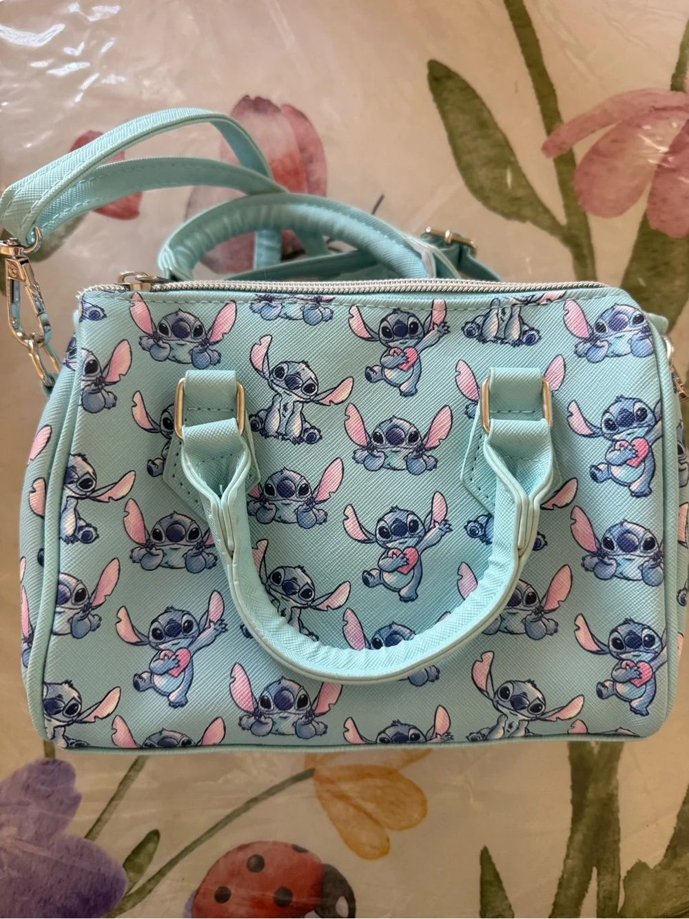 Disney Stitch Mint Green and Pink Kids Crossbody Handbag